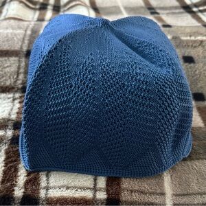 Mens Blue Computerized Machine Knit Prayer Cap/Topi/Beanie/Hat/Namaaz Topi